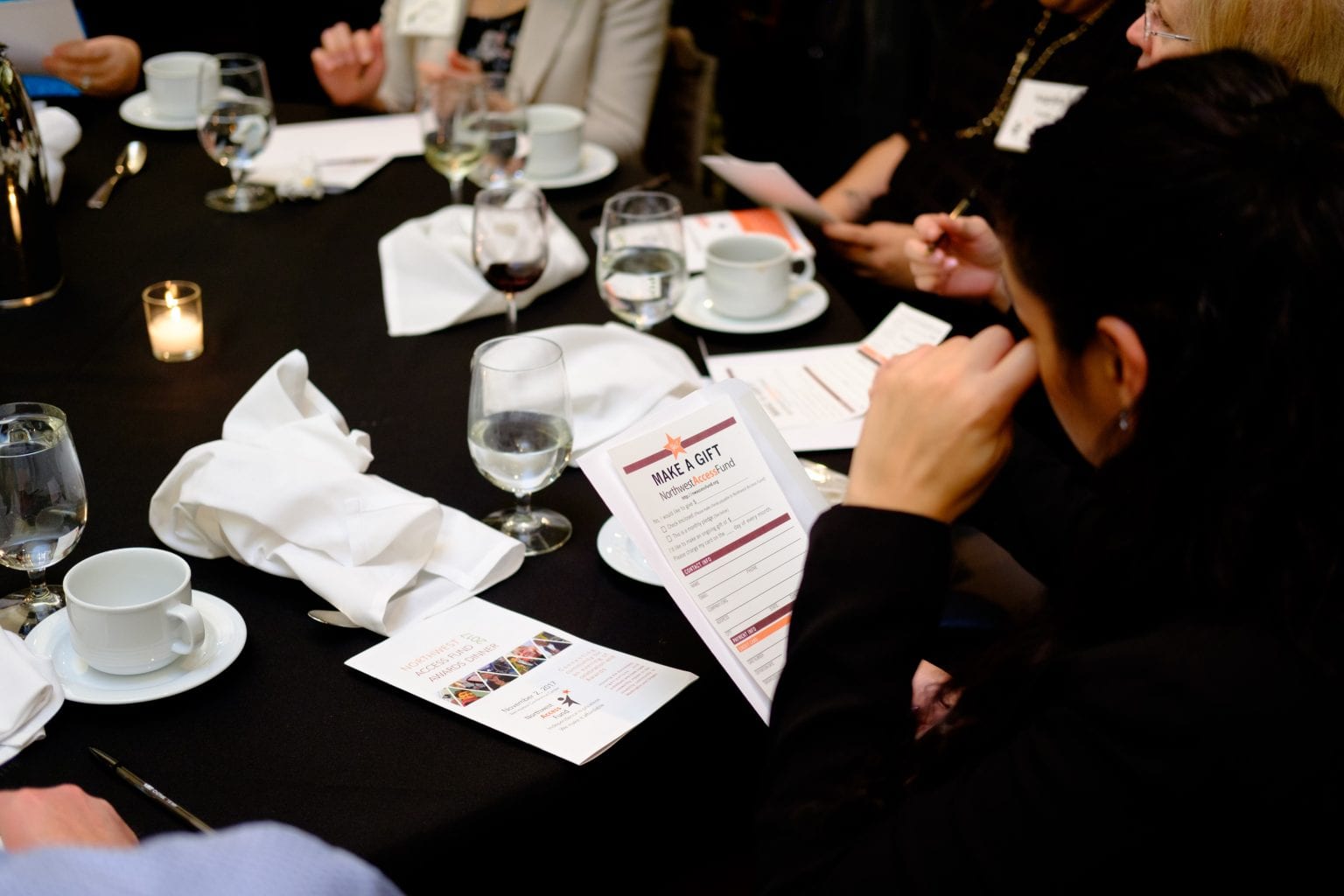 Close up of table at event