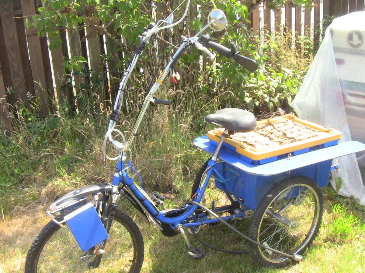 Chris' workman trike, now steampunk-themed